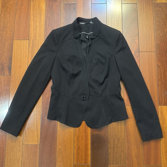 White House Black Market Peplum Blazer Size:4P Lined Sculpted Ponte Stretch - Picture 11 of 14